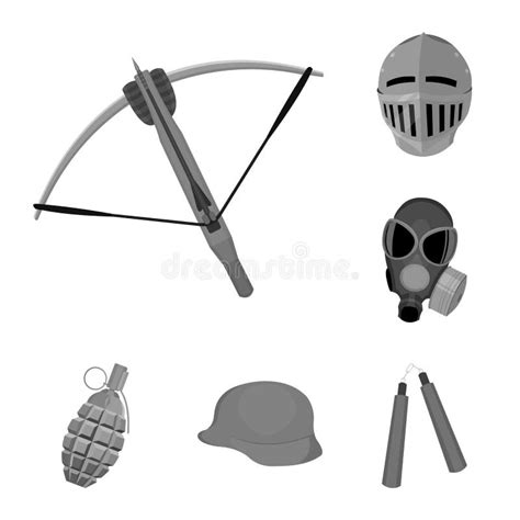 Types Of Weapons Monochrome Icons In Set Collection For Design Firearms