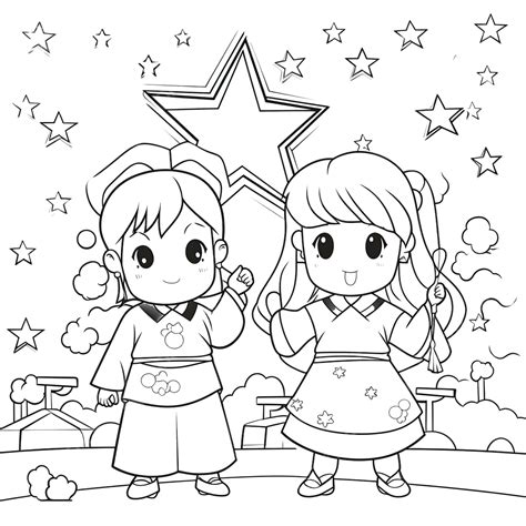 tanabata coloring illustration stock sketch coloring page