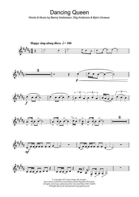 Dancing Queen By Abba Sheet Music For Clarinet Solo At Sheet Music Direct