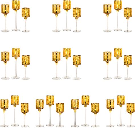 Nuptio 30 Pcs Glass Tealight Holders Gold Glass Candle Holders Bulk For