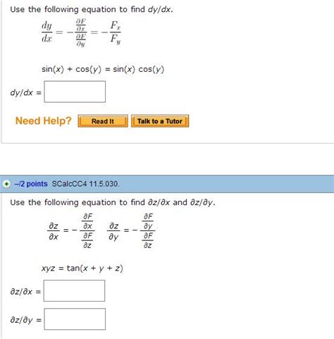 Solved Use The Following Equation To Find Dy Dx Dy Dx