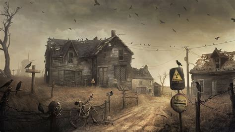 Haunted Houses Digital Wallpaper Apocalyptic City S T A L K E R