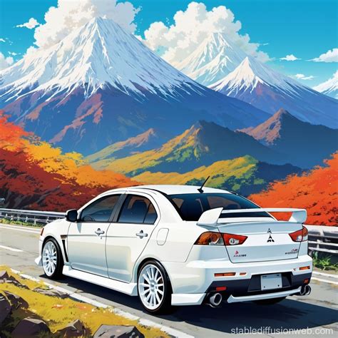 Mitsubishi Lancer in Japanese Mountains | Stable Diffusion Online