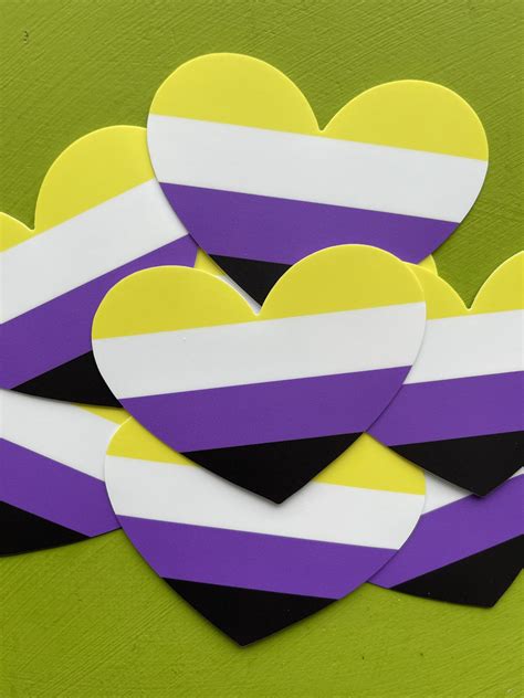 Nonbinary Flag Heart Shaped Vinyl Stickers — Gender Inclusive Schools