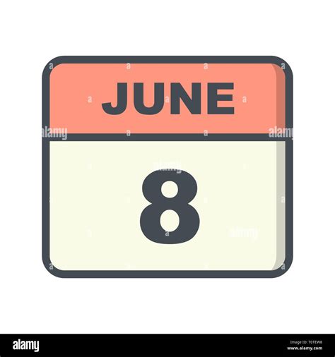 June 8th Date On A Single Day Calendar Stock Photo Alamy