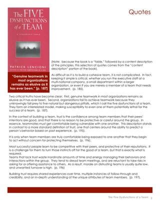 The Five Dysfunctions Of A Team Pdf