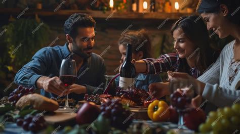 Premium Photo Group Of People Gathering Around Table With Turkey For