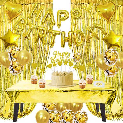 Buy ZERODECO Birthday Decorations Gold, Foil Happy Birthday Balloon ...