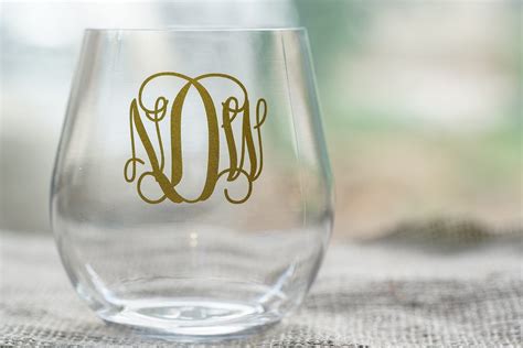 Monogram Acrylic Wine Glasses Stemless Non-Breakable - The Personal ...