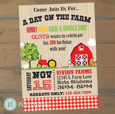 Farm Birthday Invitation Farm Birthday Party Barnyard Etsy Farm