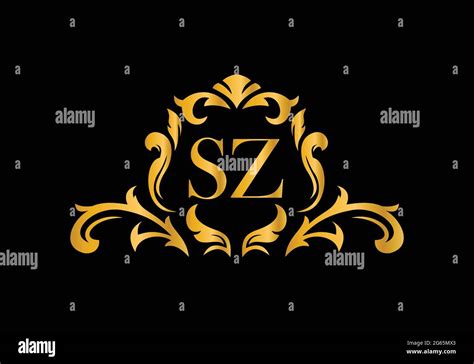 Luxury Alphabet letters SZ. Golden Floral alphabet . Monogram initials ...