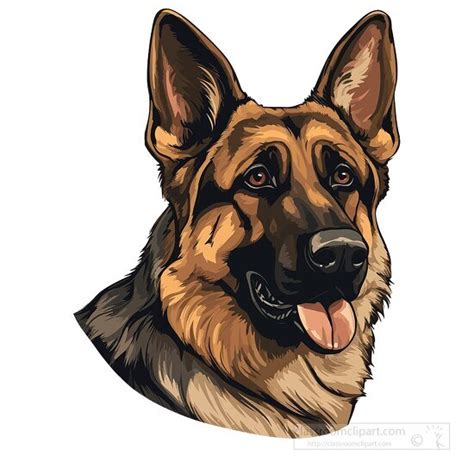 Dog Clipart-german shepherd dog closeup of face clip art