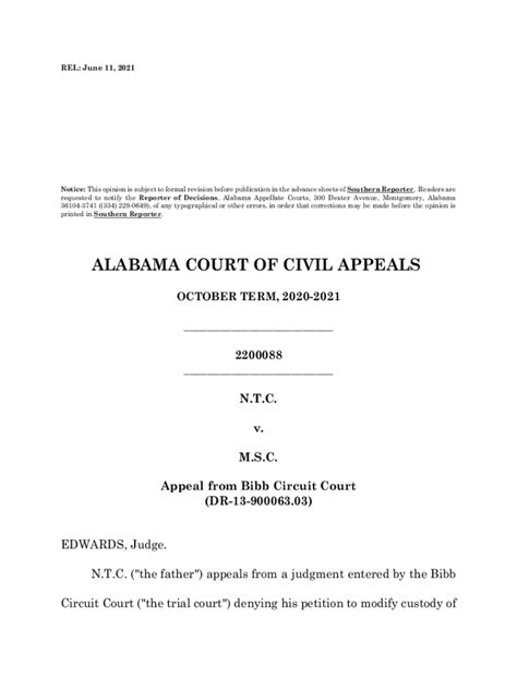 Fillable Online Requested To Notify The Reporter Of Decisions Alabama Appellate Courts 300