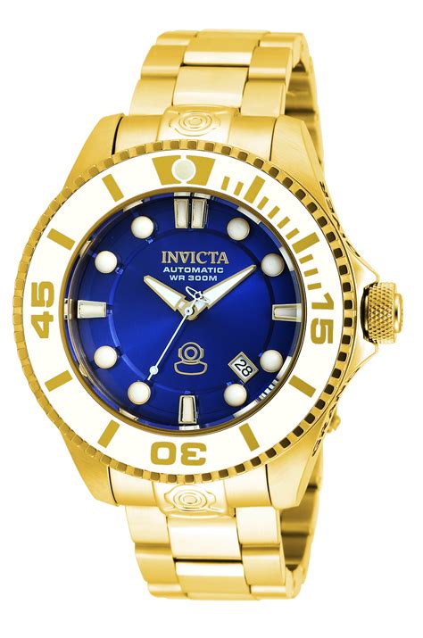 Invicta Pro Diver Automatic Blue Dial Yellow Gold Plated Mens Watch