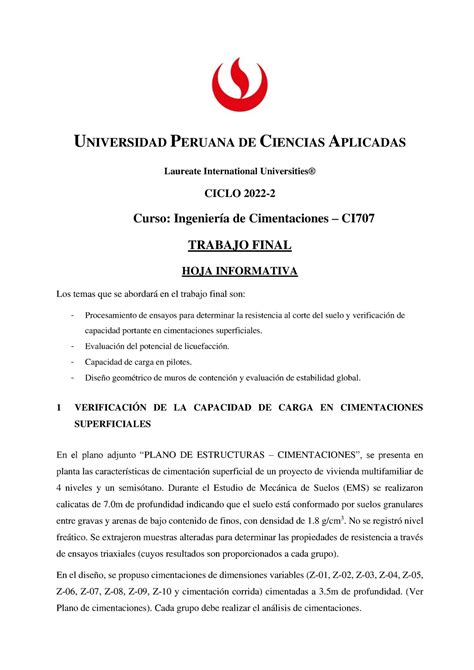 Trabajo Final HOJA Informativa CX64 UNIVERSIDAD PERUANA DE CIENCIAS