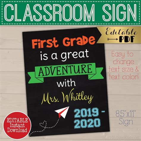 EDITABLE Classroom Sign, Printable Welcome Sign, Class room Wall Art ...