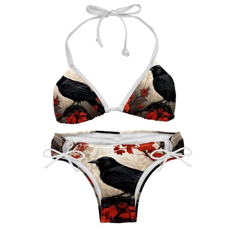 Crow Detachable Sponge Adjustable Strap Bikini Set Two Pack Versatile