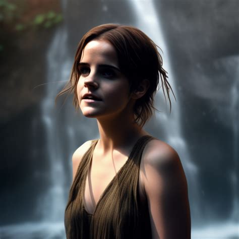 Krea Ai Photorealistic Emma Watson Naked In A Waterfall