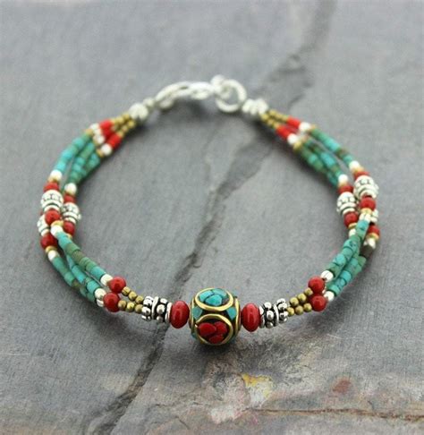 Traditional Tibetan Beaded Bracelet Vintage Beads Dharmashop