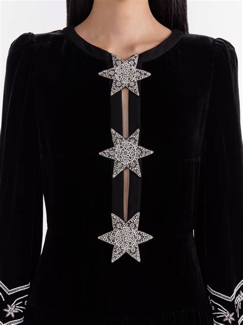 Camille B Embellished Pearl Stars Dress in Black – SALONI