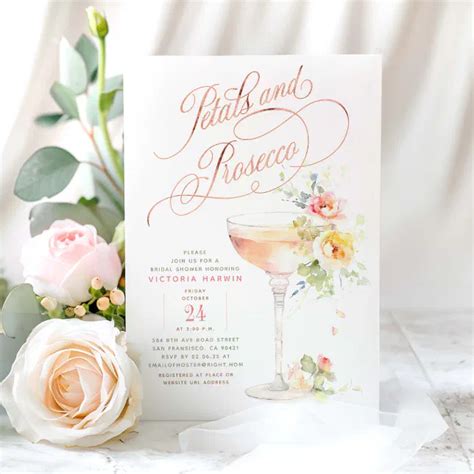 Boho Floral Petals And Prosecco Bridal Shower Invitation Zazzle