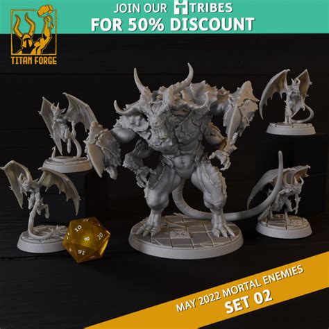 3D Printable RPG Monsters DnD 5e Mortal Enemies Set 02 By Titan