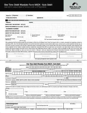 Fillable Online One Time Debit Mandate Form Pdf Fax Email Print Pdffiller