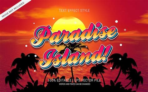 Premium Vector Paradise Island Text Effects Style