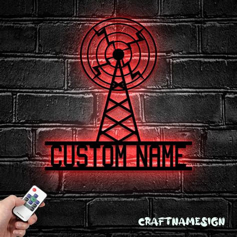Craftnamesign Custom Ham Radio Metal Wall Art LED Light Personalized Amateur Radio Name Sign