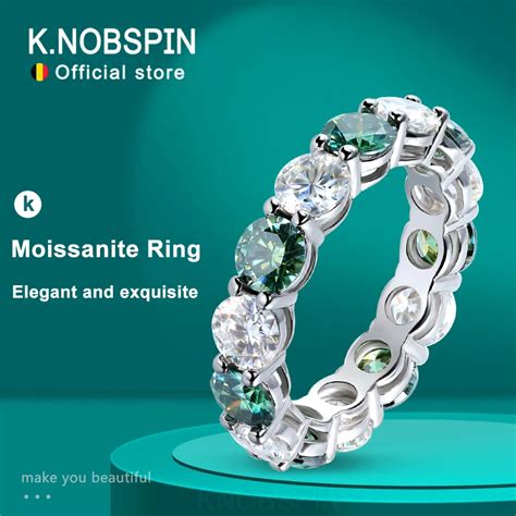 Knobspin D Vvs Colorful Moissanite Rings For Women Lab Grown Diamond