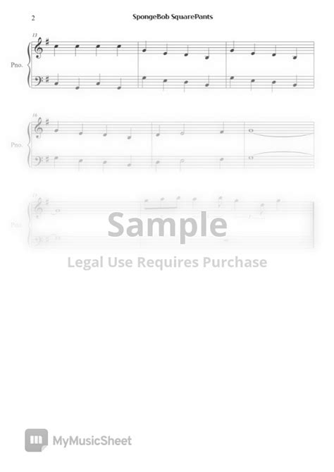 Spongebob Squarepants Theme Song Easy Piano Sheet