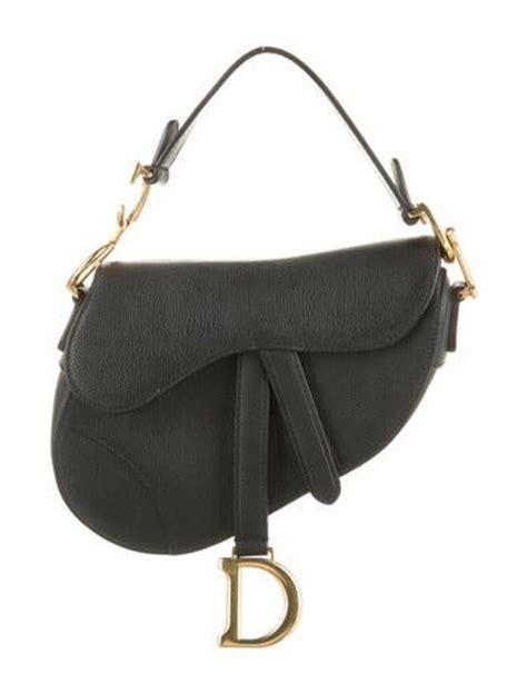 Christian Dior Grained Calfskin Mini Saddle Bag Black ShopStyle