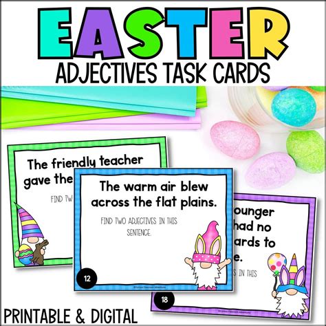 Easter Adjectives Task Cards Curious Classroom Adventures