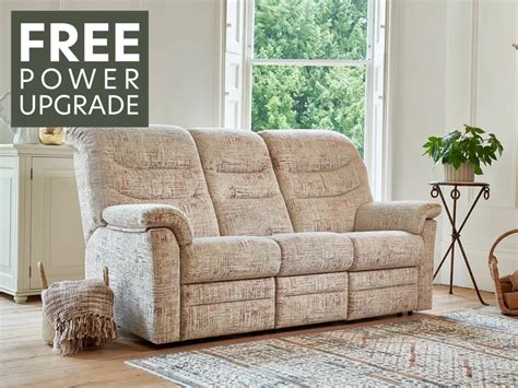 G Plan Ledbury Fabric 3 Seater Double Power Recliner Sofa With Headrest And Lumbar Lucas Furniture