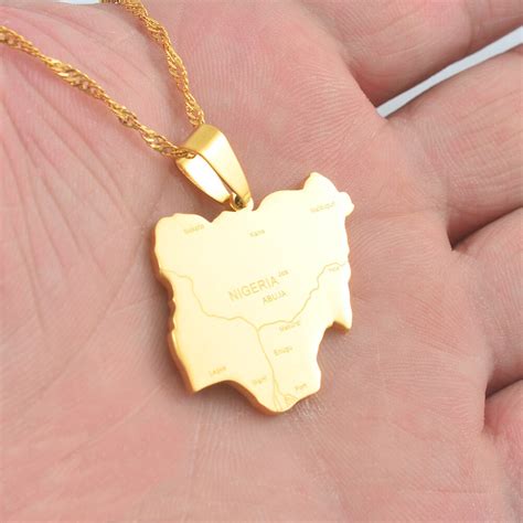 Anniyo Nigeria Map Pendant Necklaces Country Maps Africa Nigerians Maps