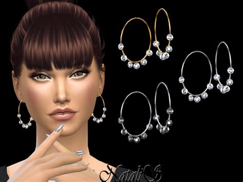 The Sims Resource NataliS Multi Crystals Pendants Hoop Earrings