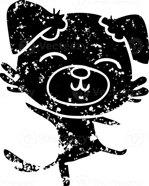 cartoon dog doing a happy dance distressed icon 45338257 PNG