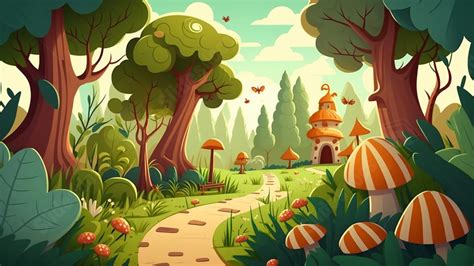 Forest Path Mushroom Cartoon Powerpoint Background For Free Download ...