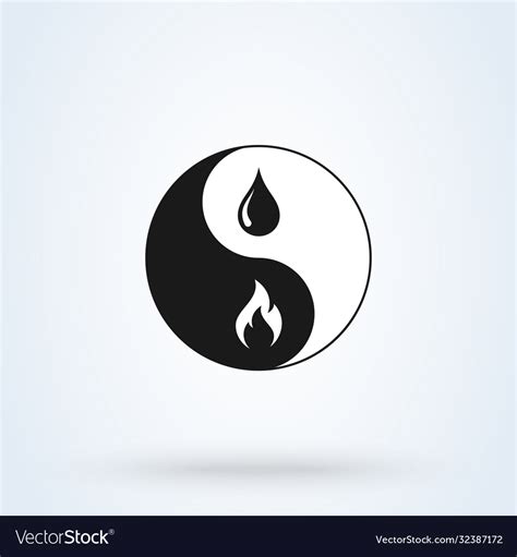 Yin Yang Representing Water And Fire Harmony Line Vector Image