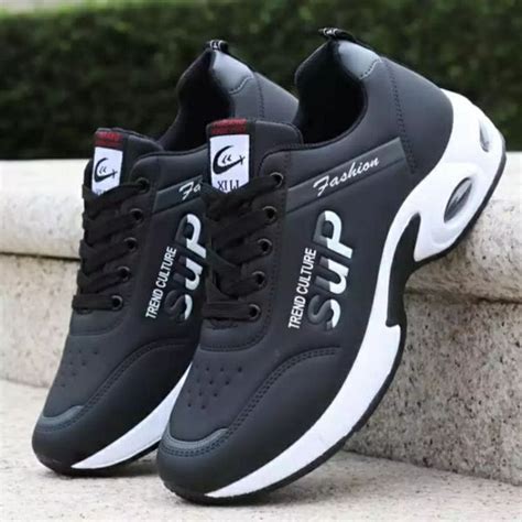 Jual Sepatu Sneakers Pria Hitam Putih Keren Sneaker Kets Sport Cowok