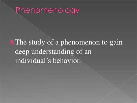 Phenomenology 