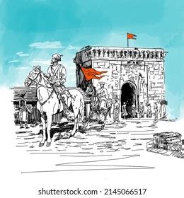 Illustration Raigad Fort Maharashtra India Maha Stock Illustration ...