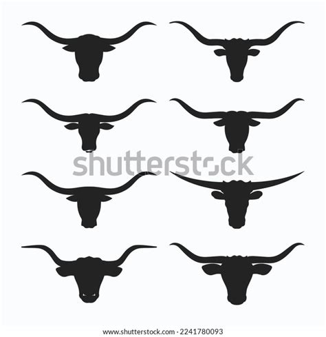 Longhorn Bull Head Silhouette Icon Set Stock Vector (Royalty Free ...