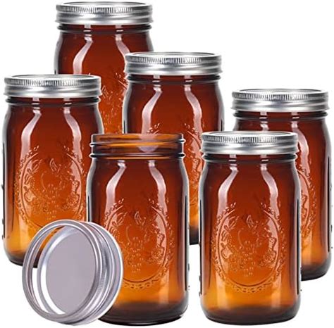 Amazon Ball Elite Collection Amber Glass Wide Mouth Mason Jar 32