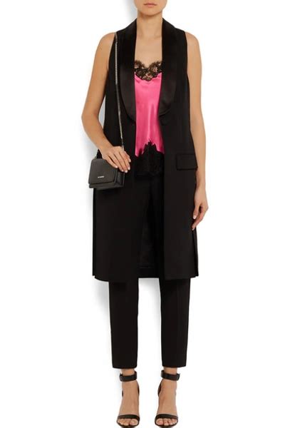 Givenchy Camisole In Black Lace Trimmed Bright Pink Silk Satin In