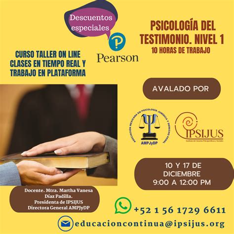 Curso Taller Psicolog A Del Testimonio Nivel Ipsijus