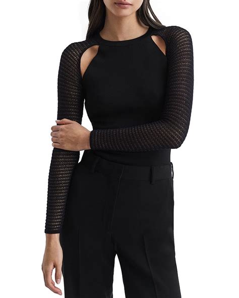 Reiss Maria Cutout Sheer Sleeve Top Bloomingdales