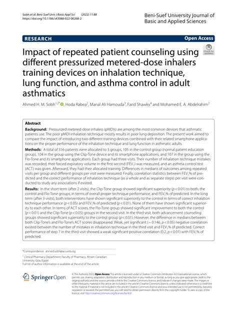 Pdf Impact Of Repeated Patient Counseling Using Diferent Pressurized