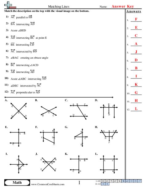 Matching Lines Worksheet Download