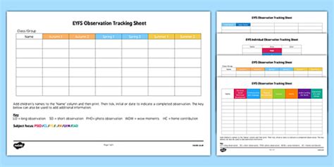 Eyfs Tracking Observation Sheets Teacher Made